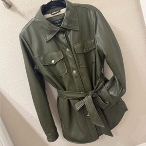 Kenneth Cole New York Olive Utility Jacket with Shearling Collar